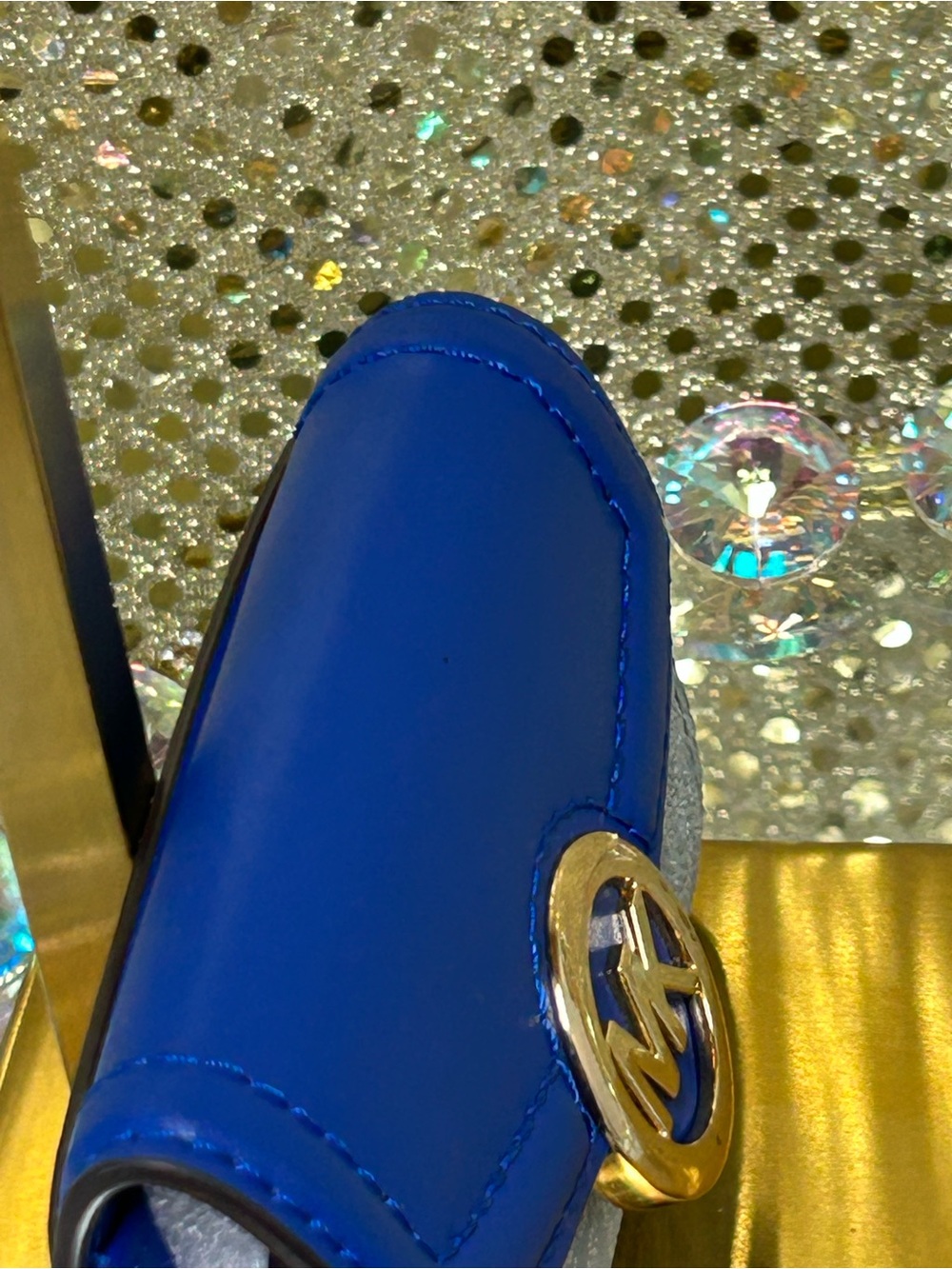 Michael Kors Royal Blue Leather and Light Blue Monogram Key Holder Card Case - Picture 14 of 14